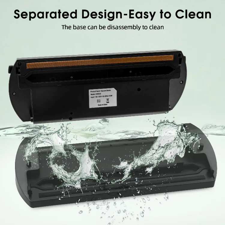 Household Stainless Steel Vacuum Food Sealer 80kPa Powerful Vacuum Packing Sealer for Food Preservation