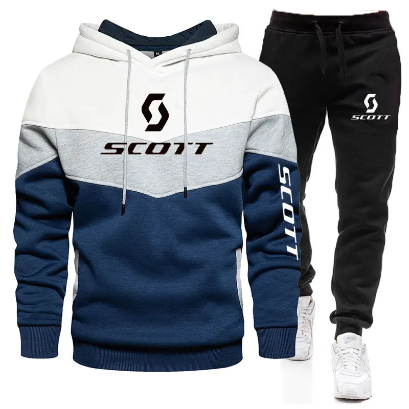 New Men's Sets Autumn Bicycle pullover Hoodie and Pants 2 Pieces Casual Tracksuit Male Brand Running Jogging Sportswear Suit