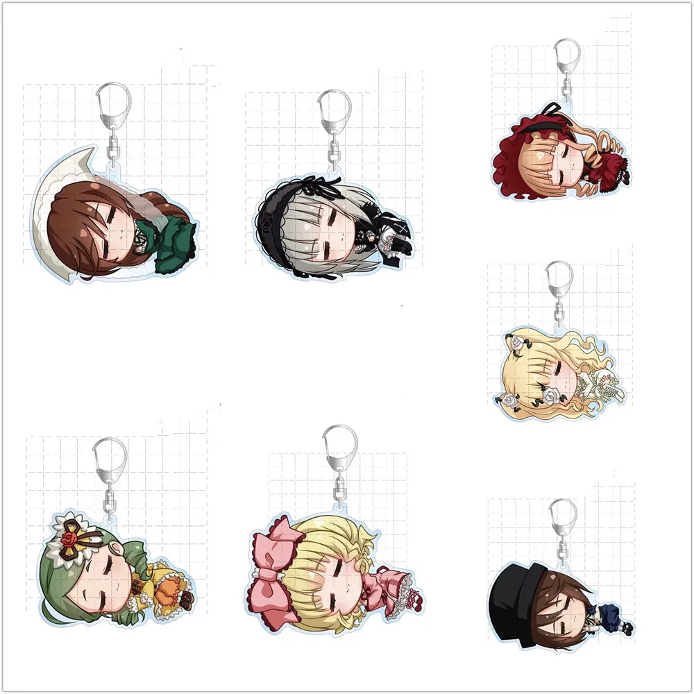 Game Keychain Doll Anime Shin ku kirakishou Hinaichigo Suiseiseki Acrylic Keyring Pendant for Gift