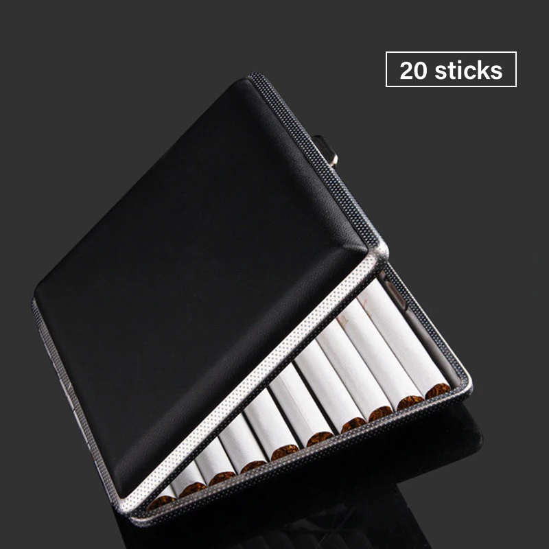 Leather Cigar Cigarette Tobacco Case Holder Pocket Box Storage For 20 Cigars USA