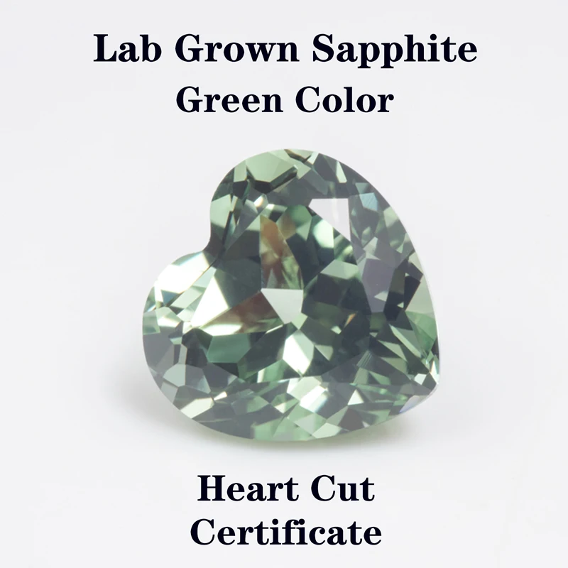 

Lab Grown Sapphire Heart Shape Green Color For Charms Jewelry Making DIY Ring Necklace Earrings Materials Certificate