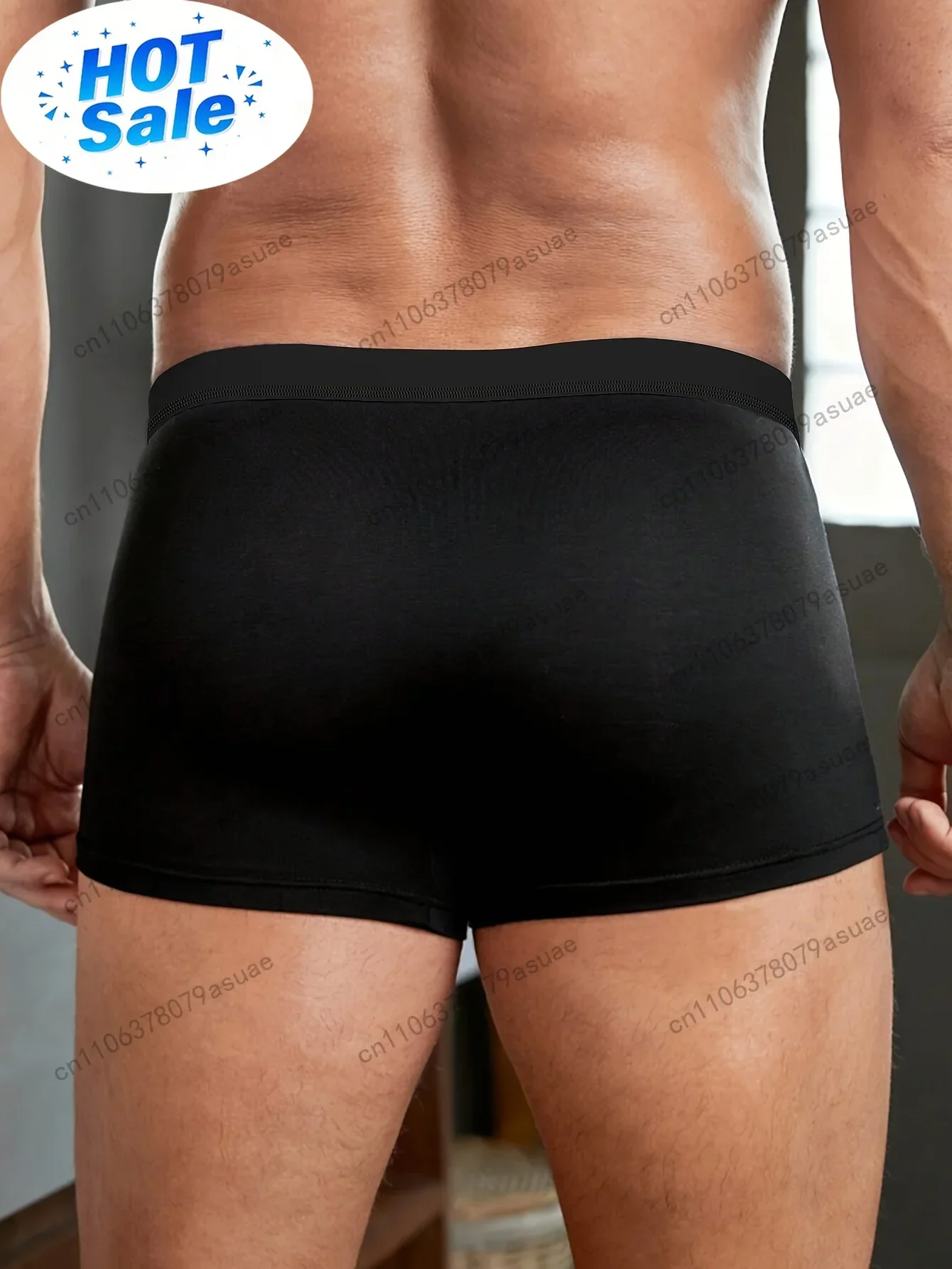 Men'S Black Sexy Boxer Briefs with Red Cartoon Hearts & 