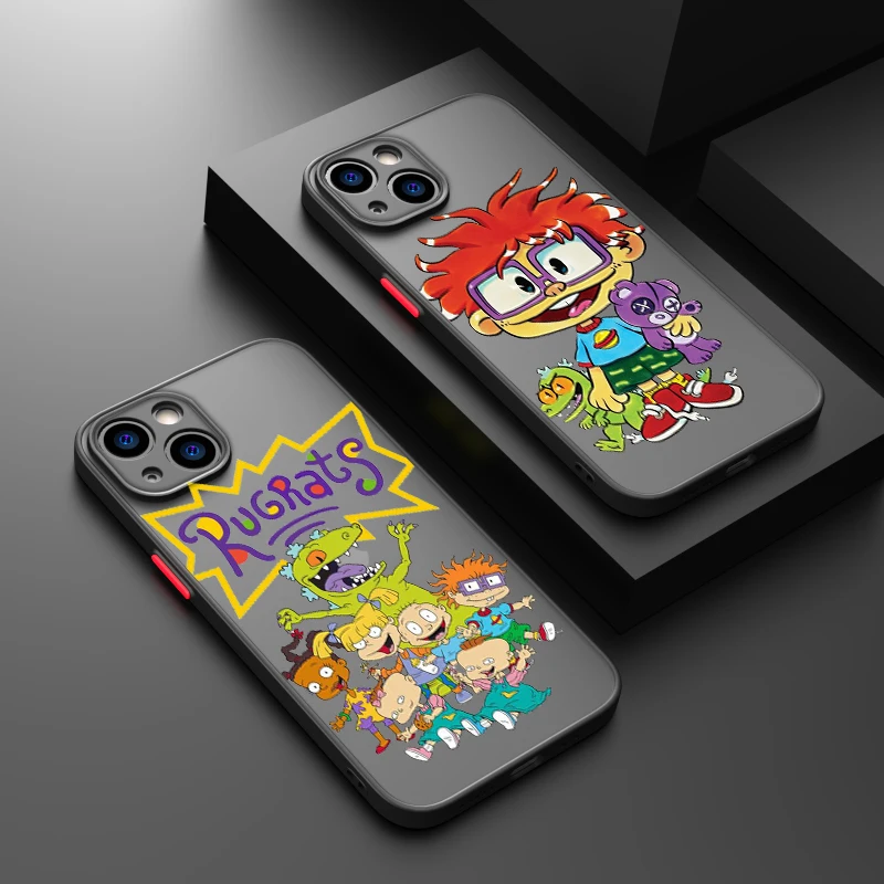 R-Rugrats Cartoon For Apple iPhone 15 14 13 12 11 mini Pro Max 8 7 6S 6 XR X XS Plus Frosted Translucent Phone Case