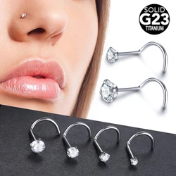 1Pc Implant Titanium Nose Stud Ring Set Round CZ Crystal Nose Piercings 1.5/2/2.5/3MM Screw Nostril Piercing Earring Jewelry 20G