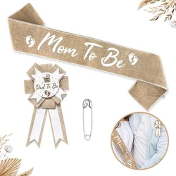 Welcome baby party, tin chest flower shoulder strap, silk strap, satin strap set, mom/dad to be, linen shoulder strap set