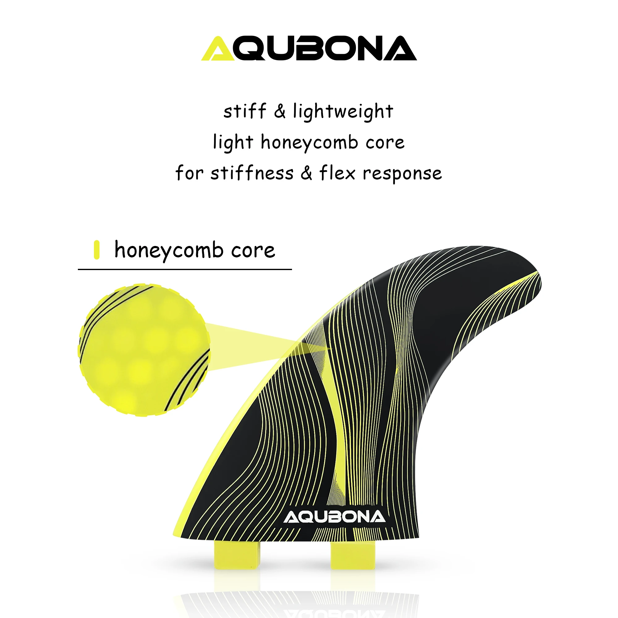 AQUBONA Hochleistungs-Surfbrettflossen aus Premium-Waben-Glasfaser in M/L Größen - Kompatibel mit Dual Tab & Single Tab – Detail 3