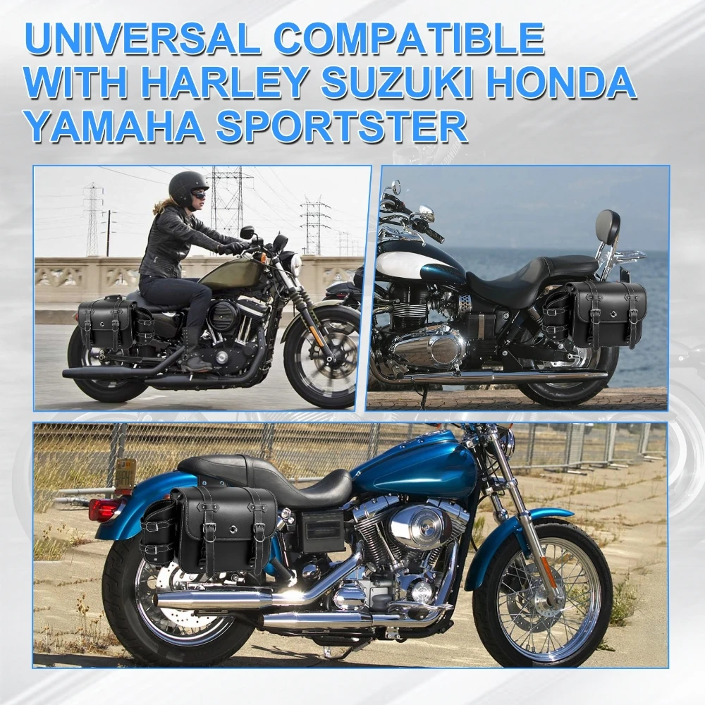 2Pcs Motorcycle Saddlebags with Cup Holder 32x13x25cm Large Capacity PU Leather Rear Side Bags Luggage Storage Bag Panniers