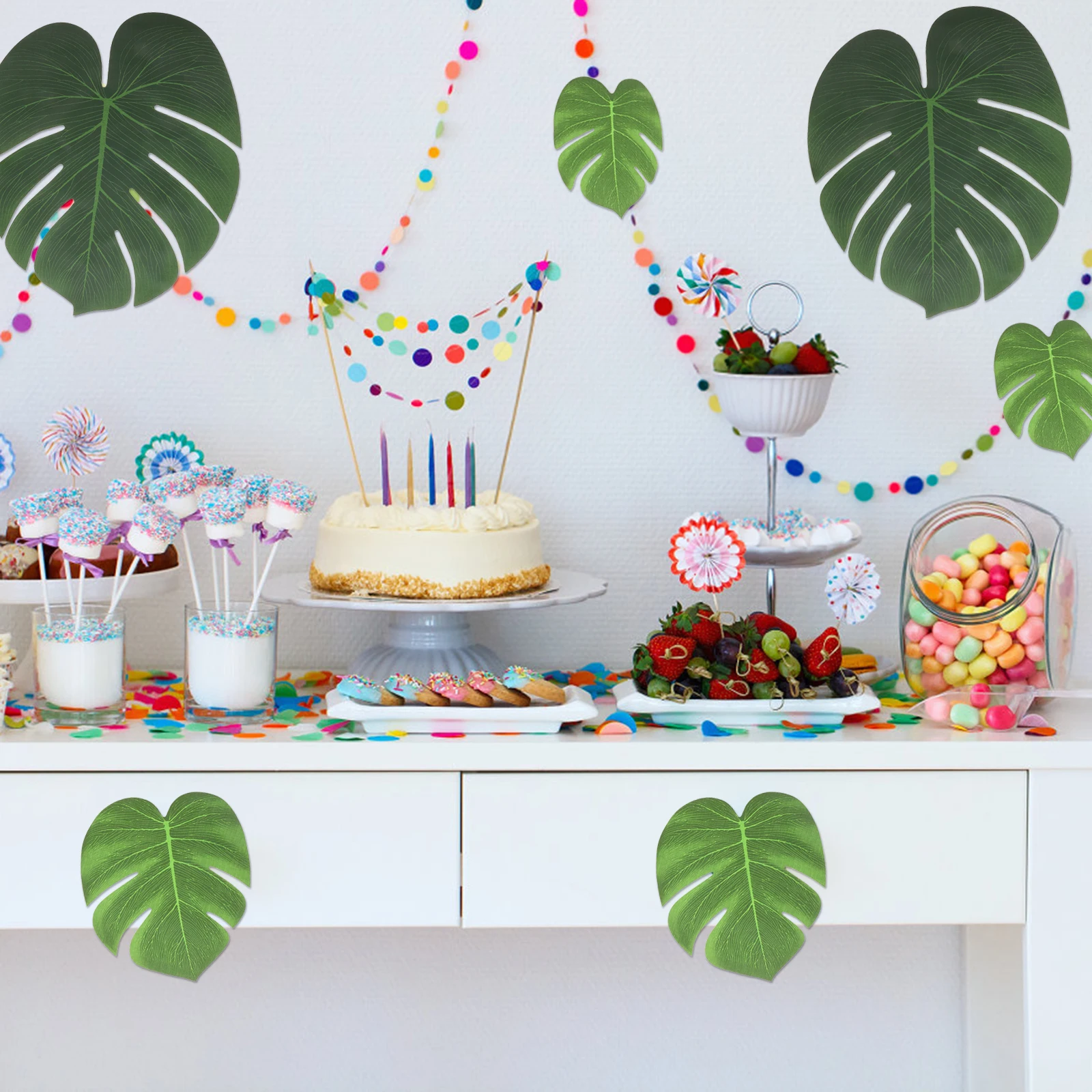 

36Pcs Dining Table Placemats Monstera Leaf Design Non-Slip Decorative Table Mats for Kitchen Dining Room Decor Coasters