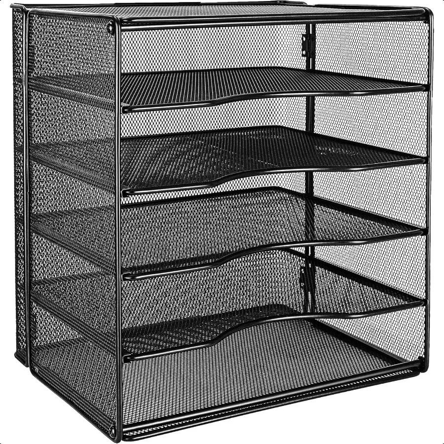 

5 Slot Desk Rectangular Organizer Tray Black 13.6 x 9.5 x 12.8 inch