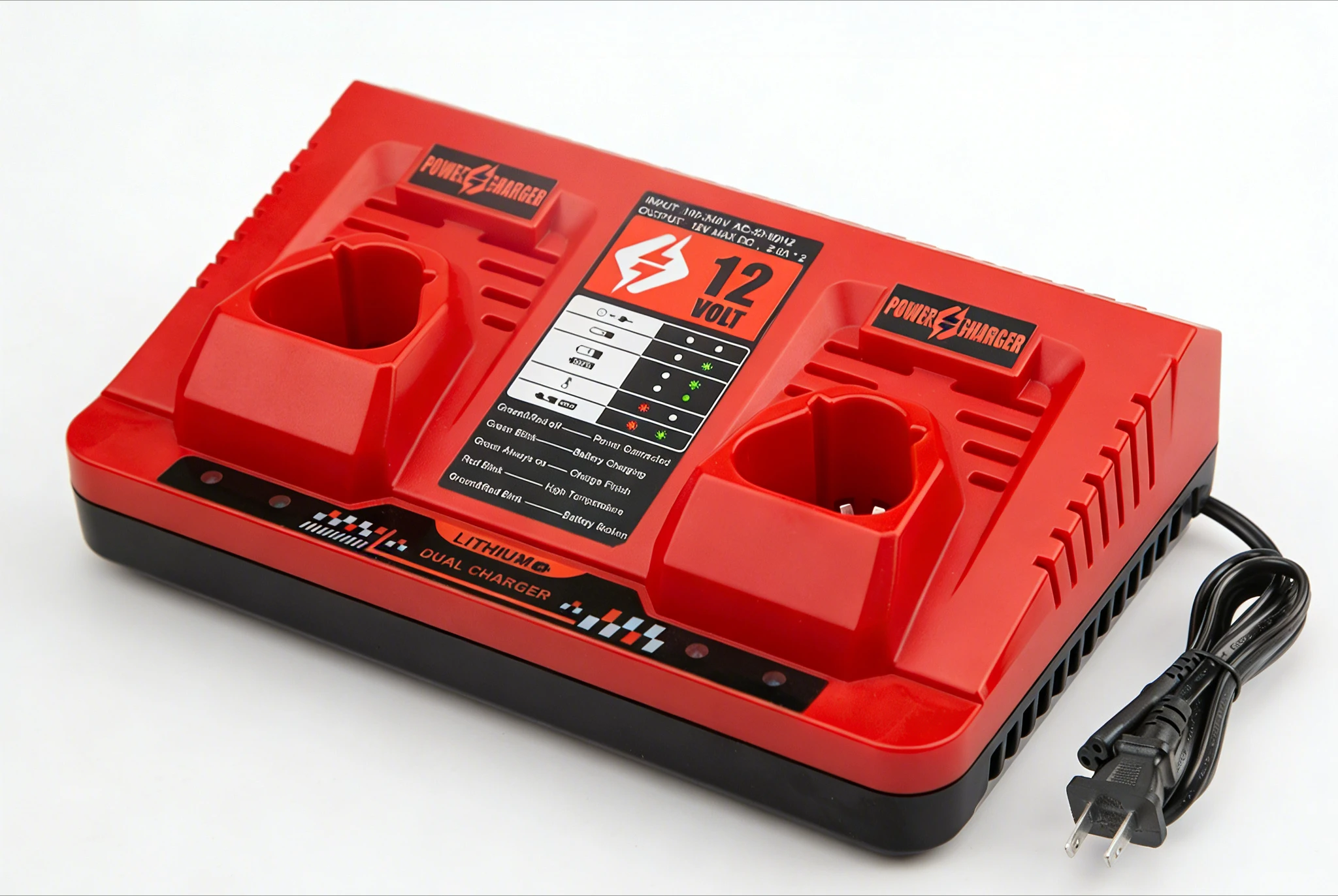 

For Milwaukee M12 12V Lithium Battery Charger, Dual Slot Independent Charging Station Replacement for Milwaukee 12V Batteries