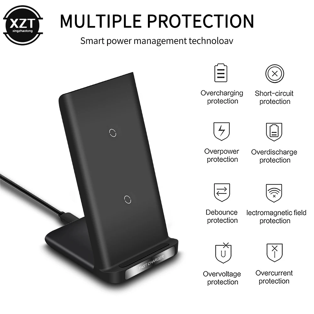 

New A19 15w 10W Mobile Phone Desktop Vertical Wireless Fast Charger Mobile Phone Stand For iPhone Samsung