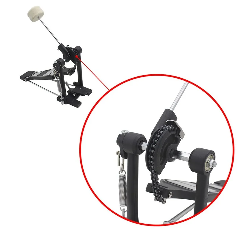 High Quality Bass Drum Pedal Beater Singer Tension Spring and Single Chain Drive Percussion Instrument Parts & Accessories