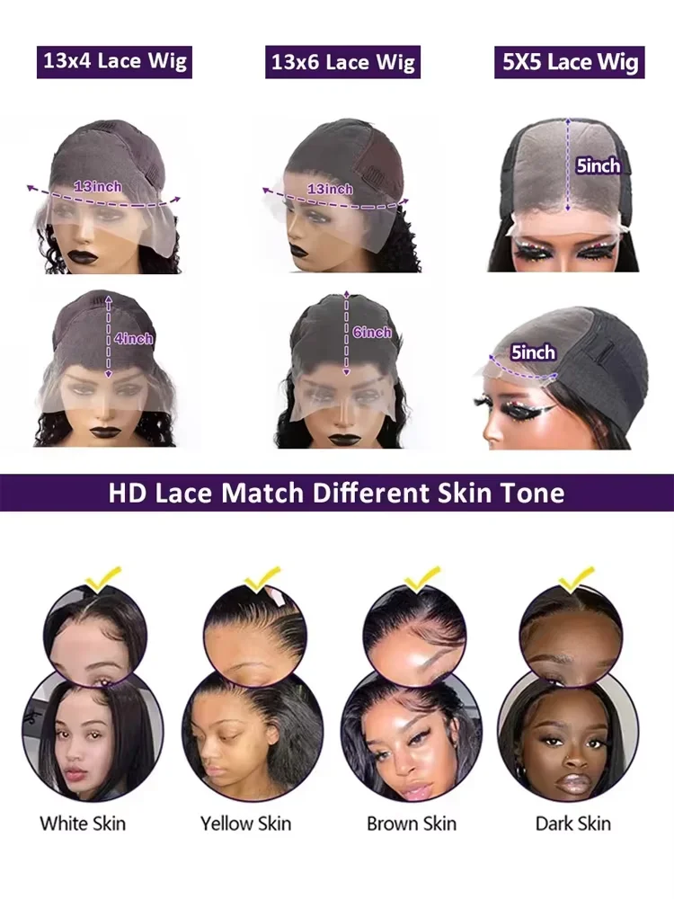 30 40 Inch Bazilian Body Wave 13x6 Transparent Lace Frontal Wig Human Hair 5x5 Glueless Closure water wave 13x4 Lace Front Wigs image 6