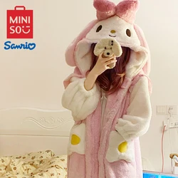 MINISO My Melody Children Pajamas Set Kawaii Child Winter Nightgown Cartoon Fashion Girls Warm Pajamas Cute House Clothing