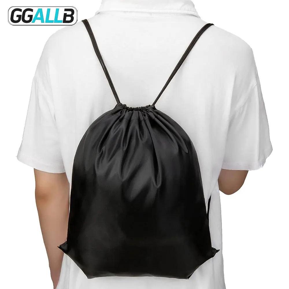 

1pc Drawstring Backpack, Drawstring Gym Bags Black Draw String Bags Drawstring Backpack for Sports, Gym, Travel, Swimming, Beach