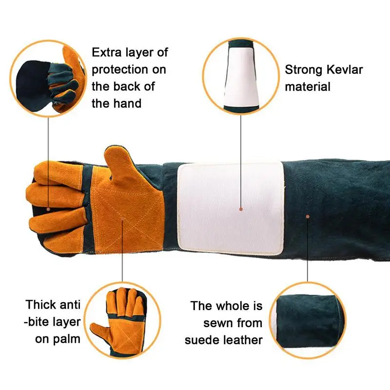 Animal Handling Gloves Reinforced Leather Bite Sleeve Dog Training For Large Dogs Bite Proof Animal Gloves For Cat Dog Bird