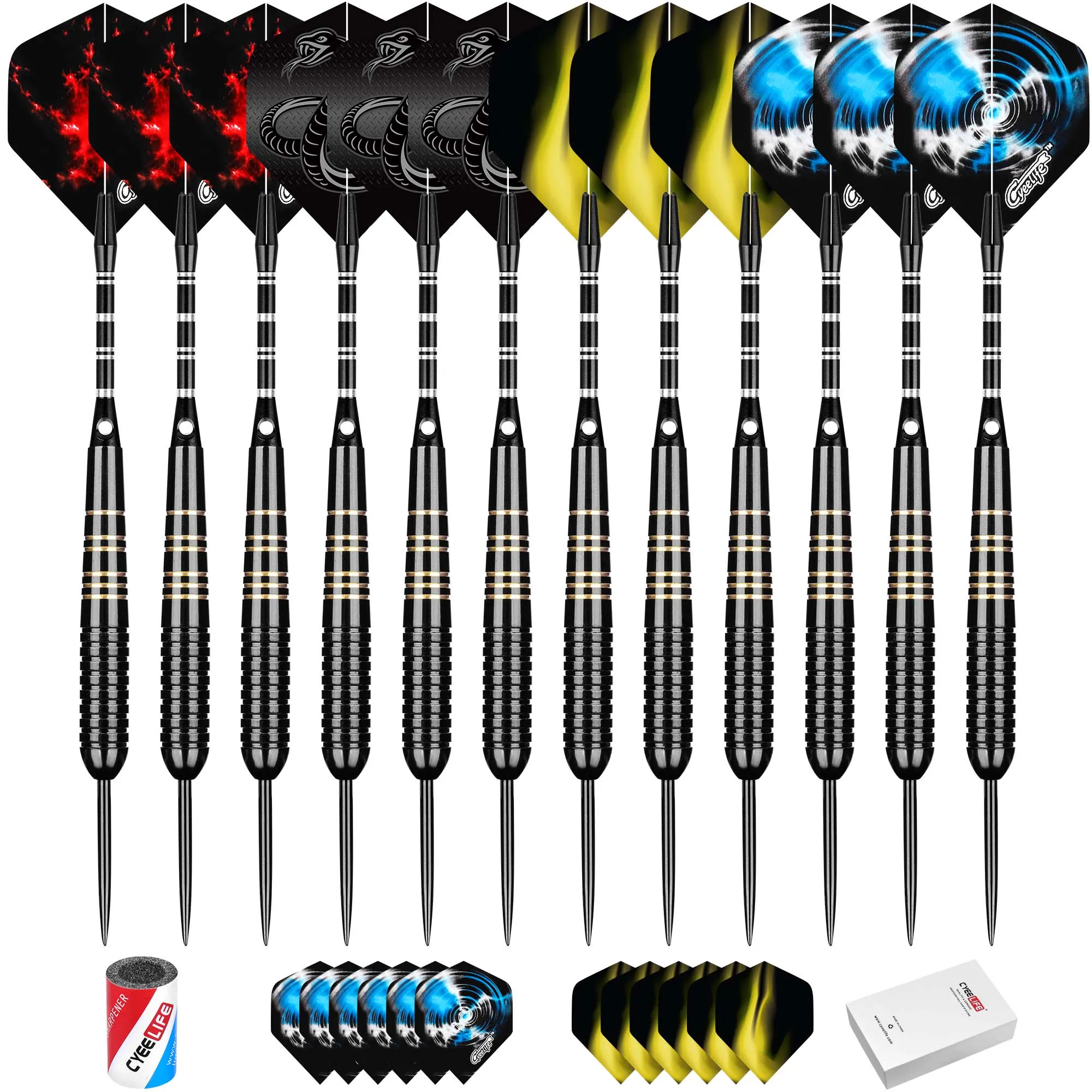 CyeeLife-Professional Dart Set, Agulha de Aço Duro, Cobre Puro, Entretenimento ao ar livre, Resistente a Quedas, 23g, 6 Pcs, 9 Pcs, 12Pcs