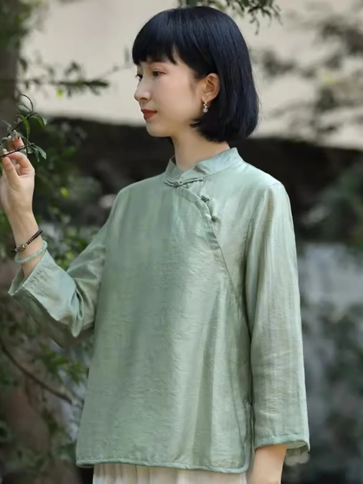 

Chinese Zen Sle irt Women's Small Size Modified Qipao Button up Cotton Loose Fit Summer New Arrival Faionable Pure Color