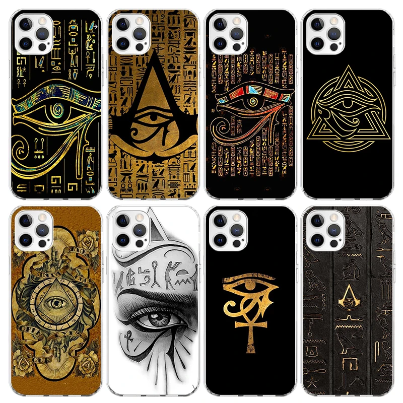 Sacred Eye of Horus Egypt Fresco Phone Case for Apple iPhone 16 15 14 Plus 13 12 Mini 11 Pro Max X XR XS 7 + 7G 8G SE 2020 Soft