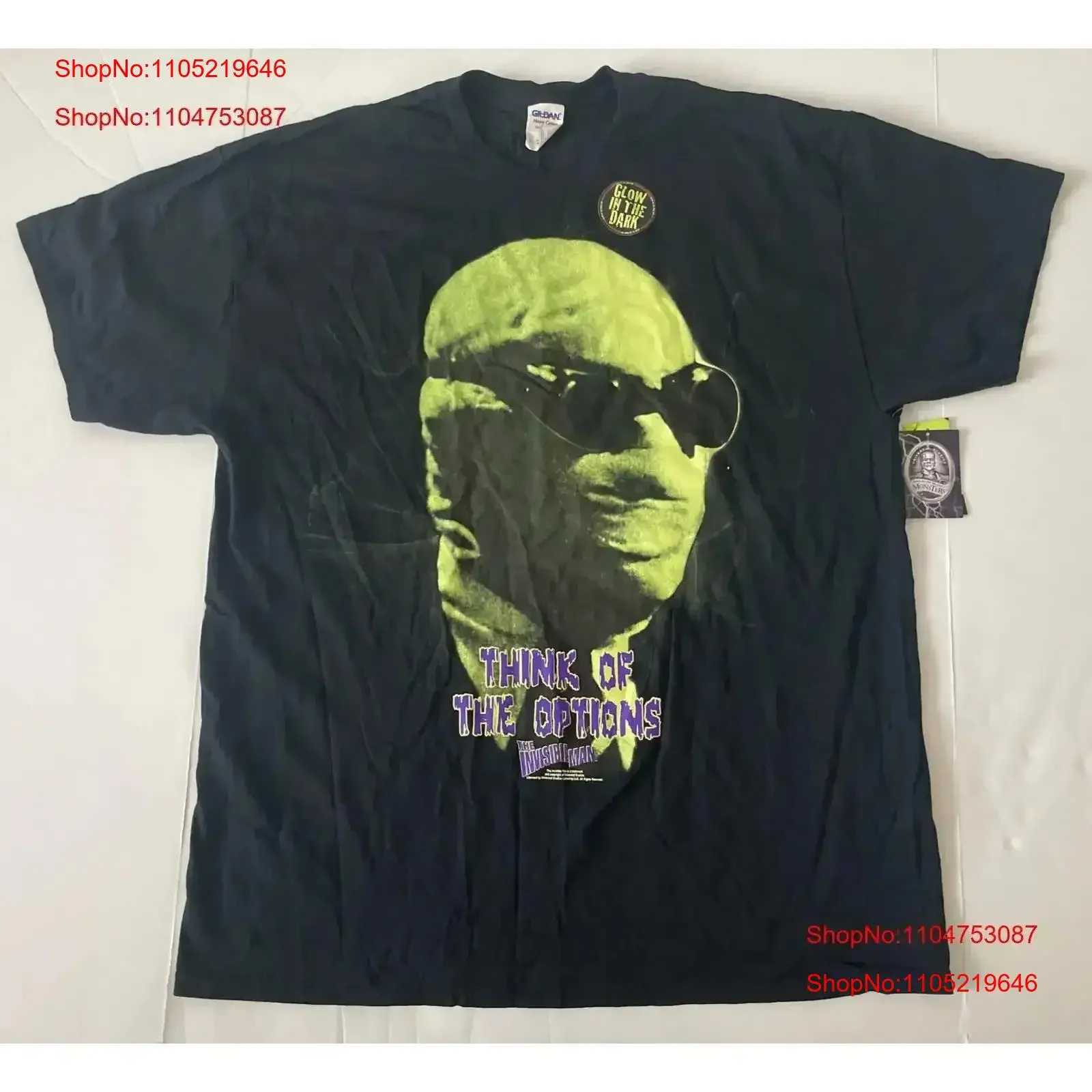 VTG Invisible Man Think Of The Options 90s Movie Promo Glow In Dark T Shirt Men M vintage Washed fashion Versatile streetwear