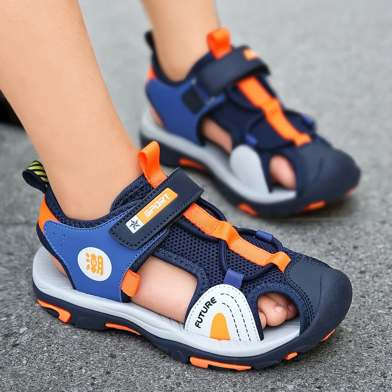 New Style Summer Beach Water Children Sandals Fashion Shoes Outdoor Non-slip Soft Bottom Shading Leather Boys Comfortable