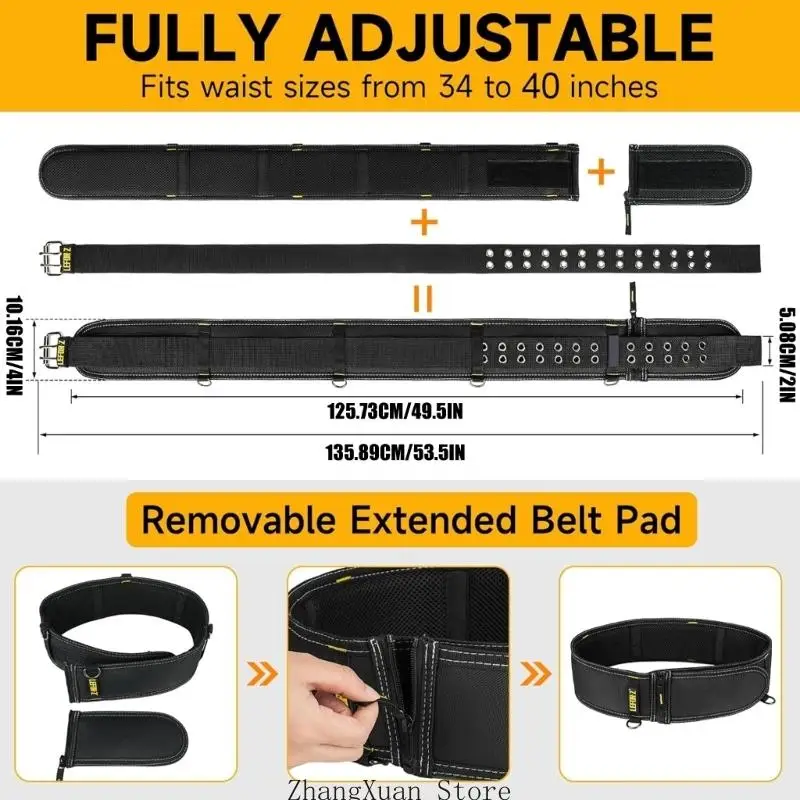 Professioneller Elektriker-Werkzeuggürtel, schwere Ausführung, mehrere Taschen, verstellbare Arbeitstaschen für – Detail 6