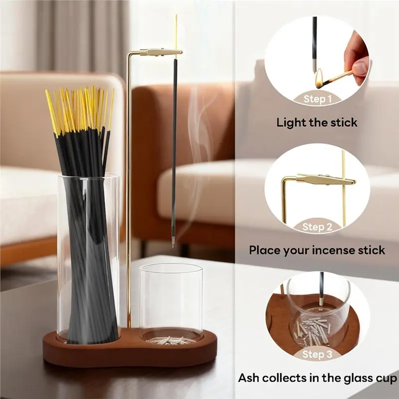 【CHRISTMAS 】Meditation Yoga Spa Gifts For Women, 2 In 1 Incense Sticks Burner With Glass Ash Catcher& Stick Storage, Room Decor