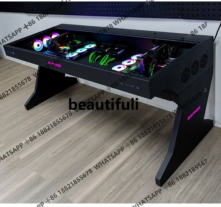 *Computer case integrated table, two hosts can be installed for two people, cool   e-sports table