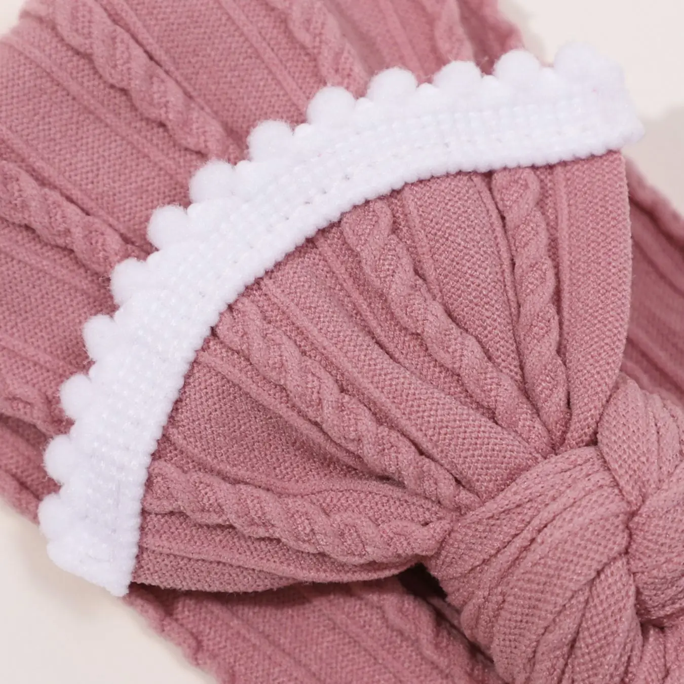 2Pcs/Lot Cable Knit Baby Headbands Pink Series Elastic Bowknot Hairball Edge Hair Bands For Newborn Girls Kids Hair Accessories