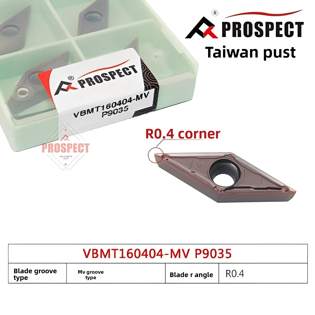 PROSPECT VBMT160404/160408-MV P8080 P9035 P6205 CNC Lathe Turning Tool Carbide Inserts Wear Resistant for Hardened Steel
