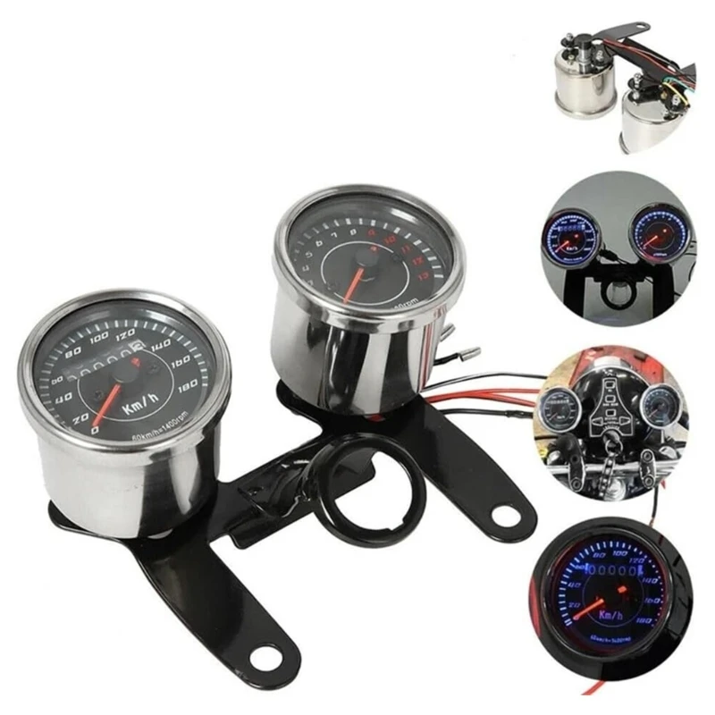 

A2UC Motorcycle Instrument Cluster Tachometer Odometer 2 in 1 with LED Backlights