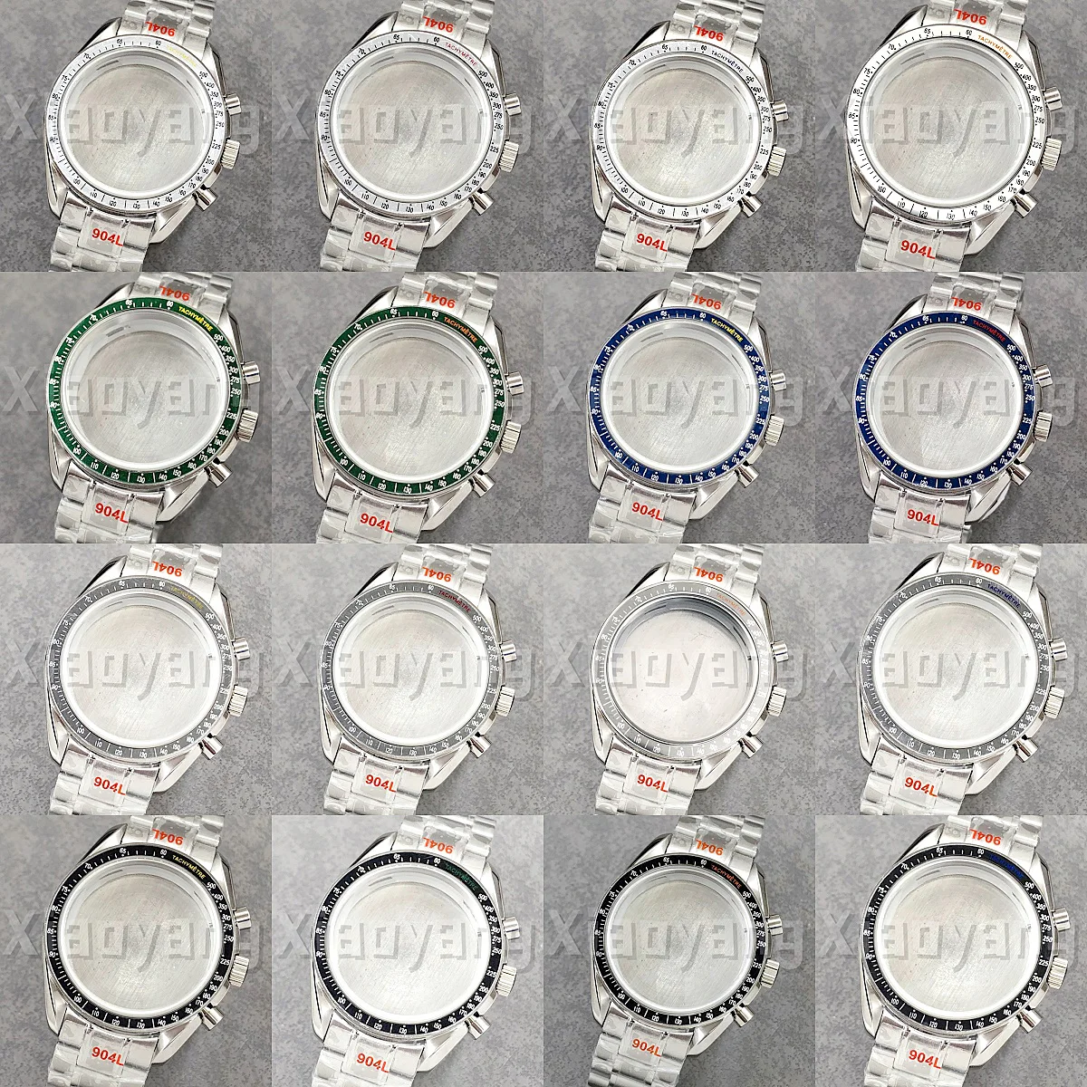 

40 мм VK63 серебряный корпус для часов синий зеленый черный серебряный вставка с покрытием стеклом для VK63 кварцевый хронограф стальной браслет