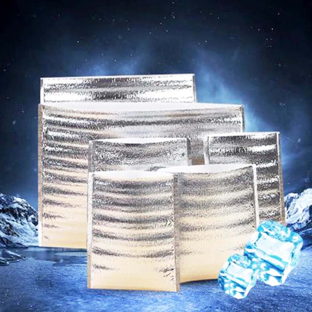 20Pcs Thermal Insulated Lunch Bag Aluminum Foil Fresh Keeping Lunch Bag Disposable Food Delivery Pouch Cooler Bag Food Organizer