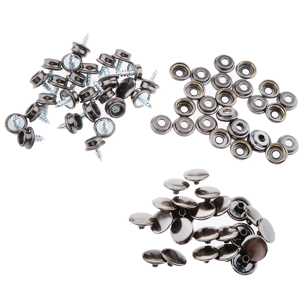 25 Set (75Pcs) Snap Button 3/8'' Screw Studs Fastener for Canvas Boat Marine