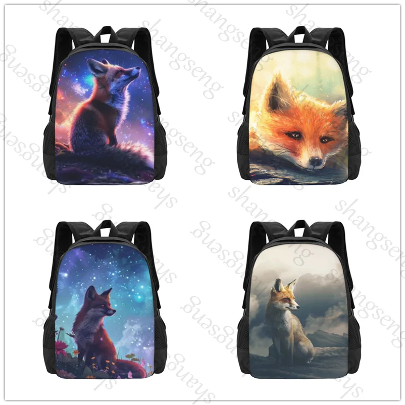 

Starry Fox animal Backpack large capacity printed schoolbag for boys and girls teenagers leisure travel commuter backpack