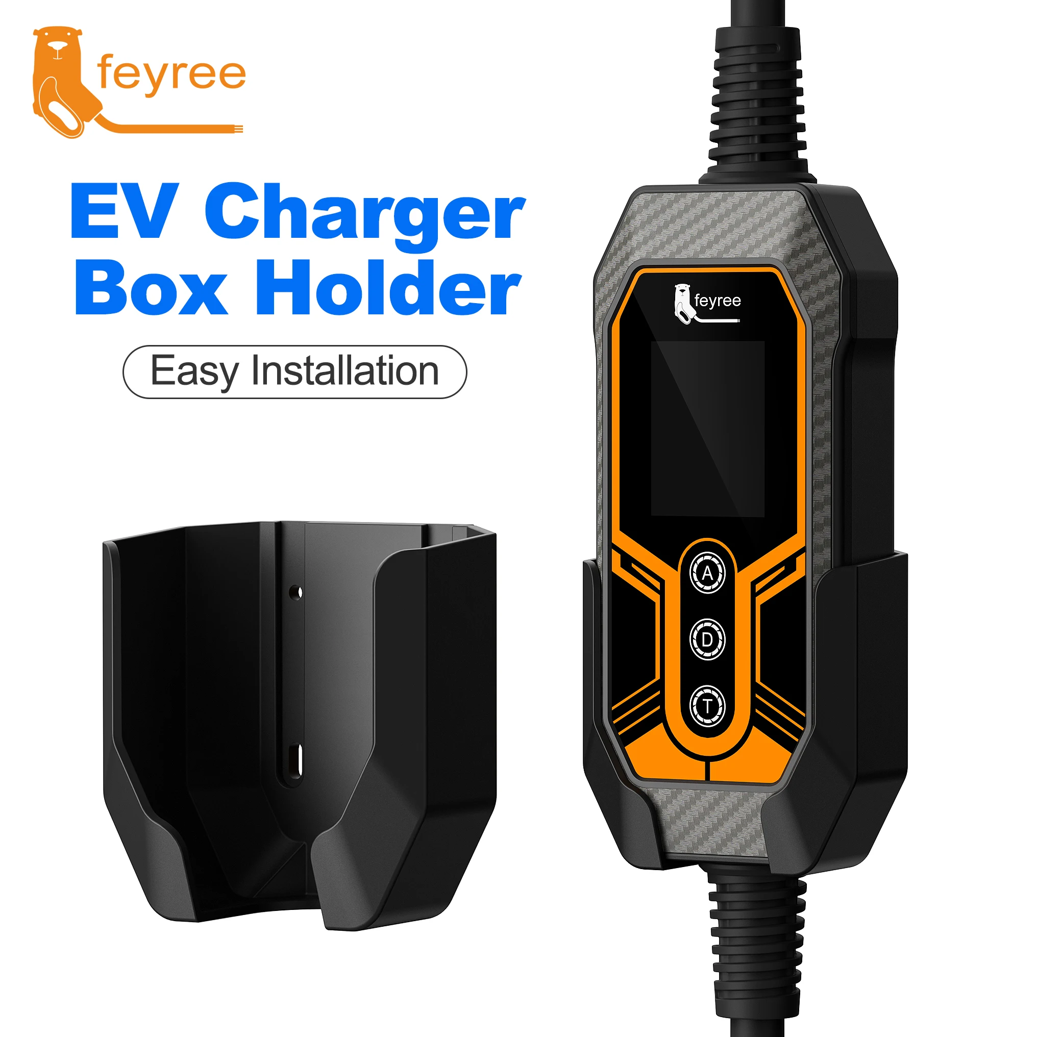 feyree EV Charger Holder High Strength Hook Easy Install Fixed Wall Mount for Portable EV Charger 7KW 11KW EVSE