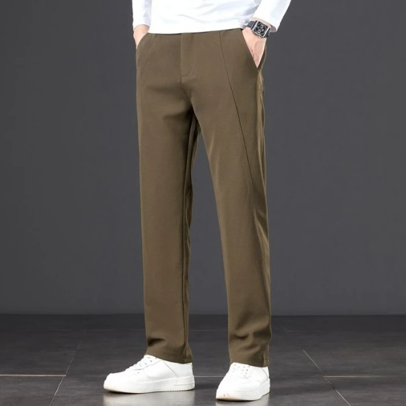 جديد الخريف الشتاء السراويل الرجالية الأمريكية مرونة سليم أنبوب مستقيم بلون السراويل الربط تصميم اتجاهات الموضة الكلاسيكية #5