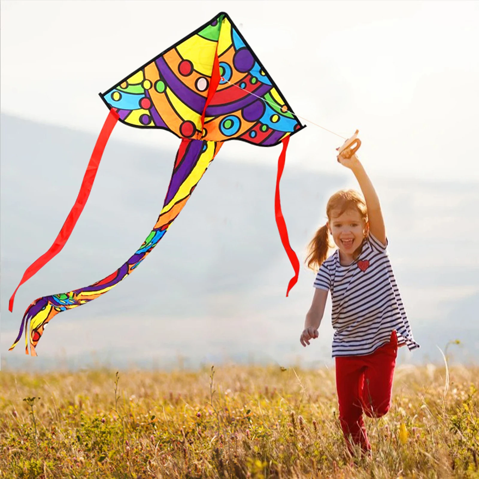 Outdoor Fun Sports Delta/ Triangle Kite With Handle And Line Good  Flying Factory Outlet For Kids