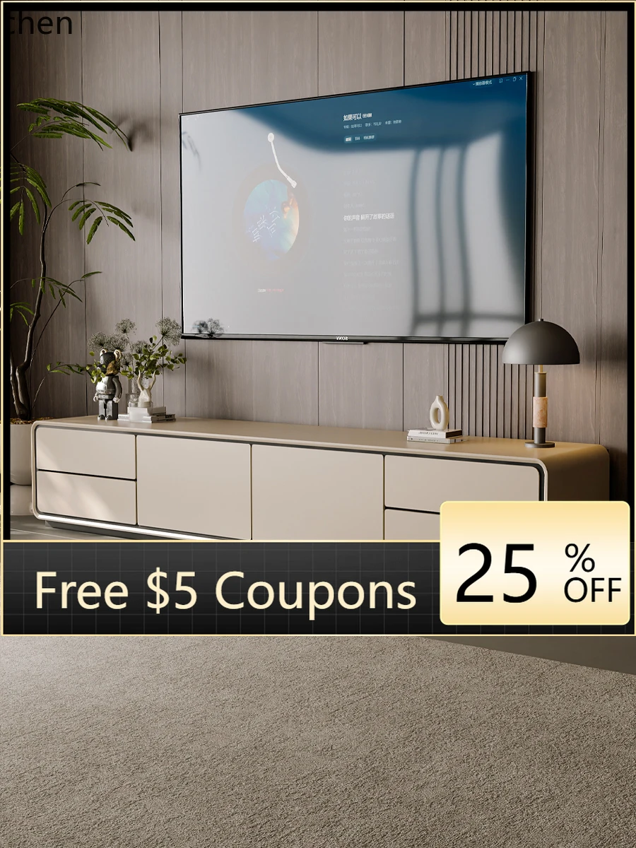 

light luxury advanced integrated simple floor TV cabinet coffee table combination small apartment