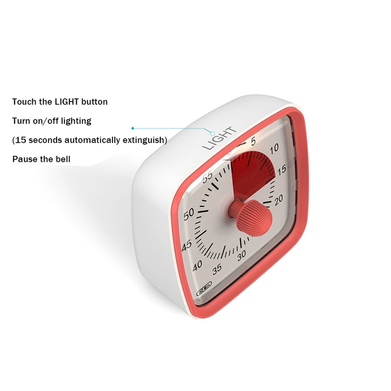 1 قطعة مؤقت تنازلي لمدة 60 دقيقة للأطفال والكبار، أداة إدارة الوقت للتعليم باللون الرمادي