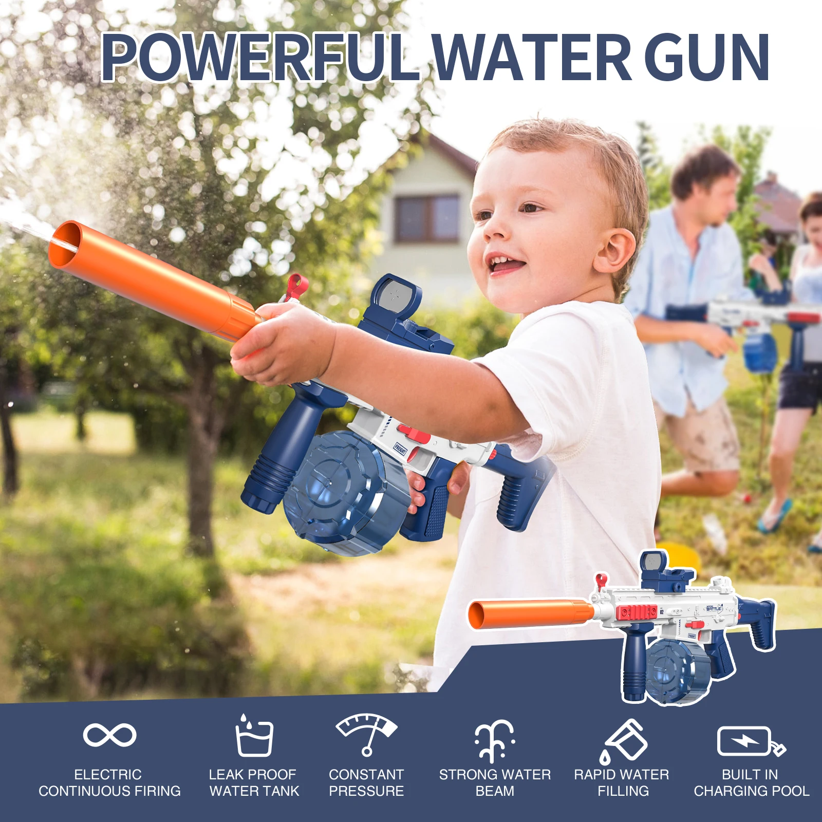 Electric Water Gun - High-Quality Rechargeable Kids Toy with Large Water Capacity for Summer Games and Fun Christmas Gift