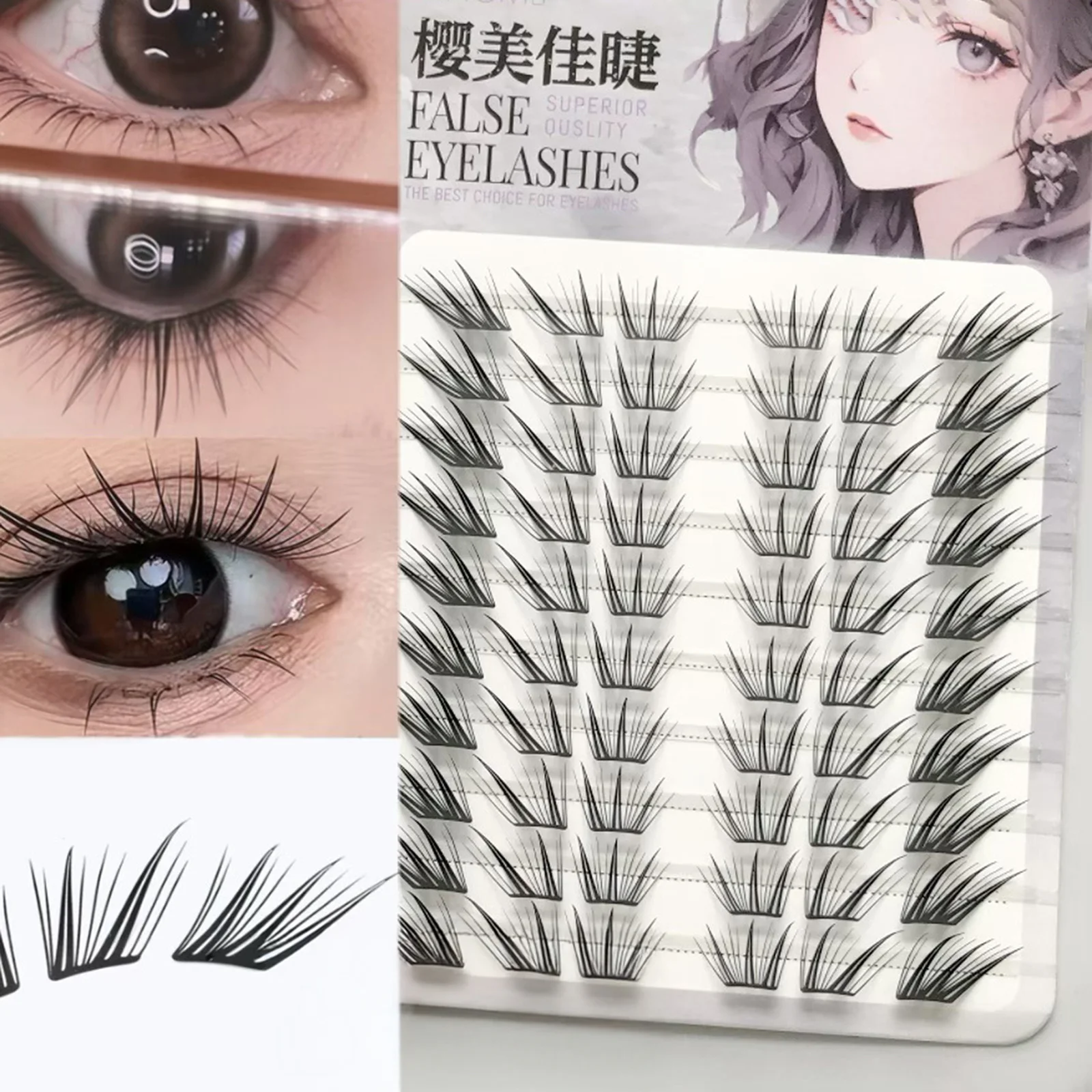 Pestañas postizas esponjosas, fibra suave y ligera, pestañas individuales estilo zorro volador Natural, extensión de pestañas en racimo, gran capacidad