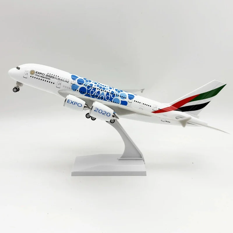 

Resin 1/240 Scale Diecast 30cm Air Expo Dubai Plane Model Airbus A380 Airplane Model Aircraft Model Kit with Wheels for Decorati