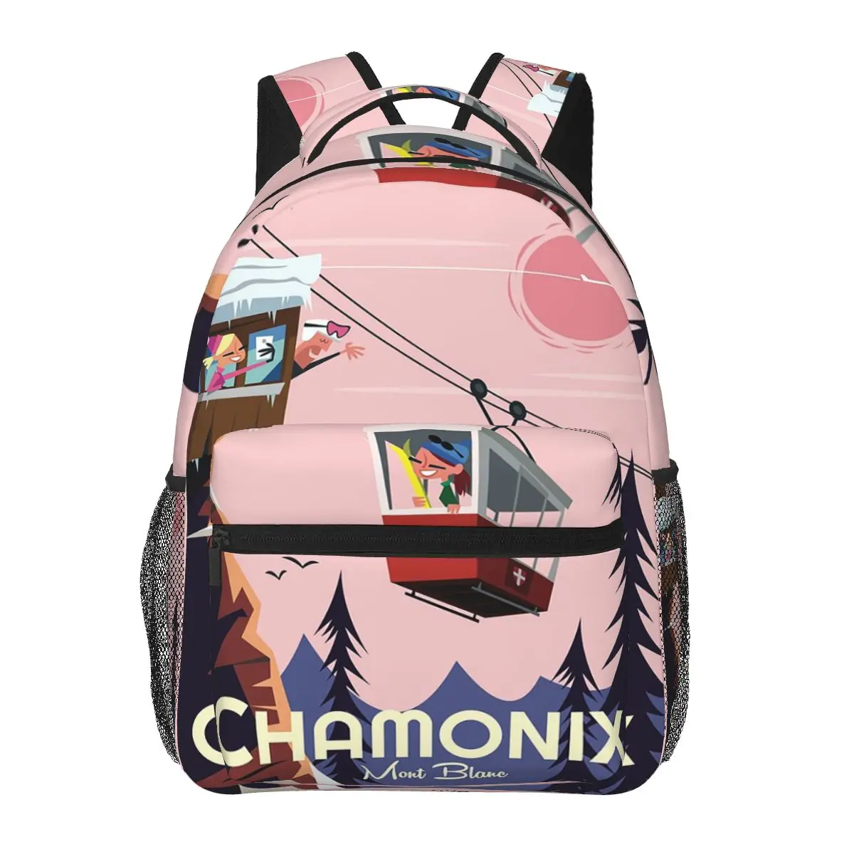 حقيبة ظهر ملصق من Chamonix Mont Blanc رائجة البيع حقيبة نهارية ذات سعة كبيرة للأطفال حقيبة كتب مدرسية حقائب كتف للرجال والنساء