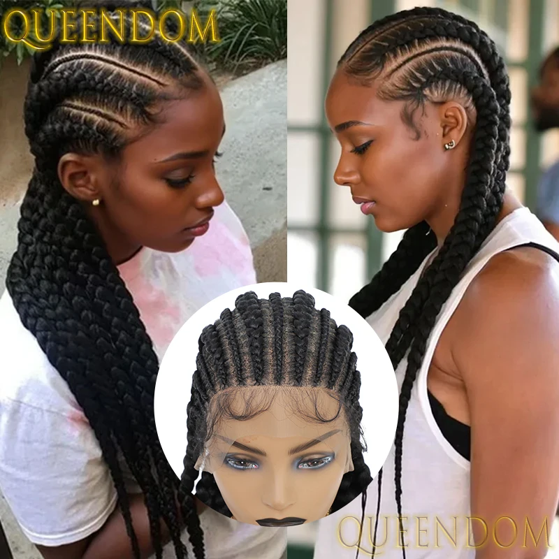 36 Inch Synthetic Jumbo Braid Wig Crochet Dutch Twins Full Lace Braided Wig For Women Knotless Faux Locs Cornrow Box Braids Wig