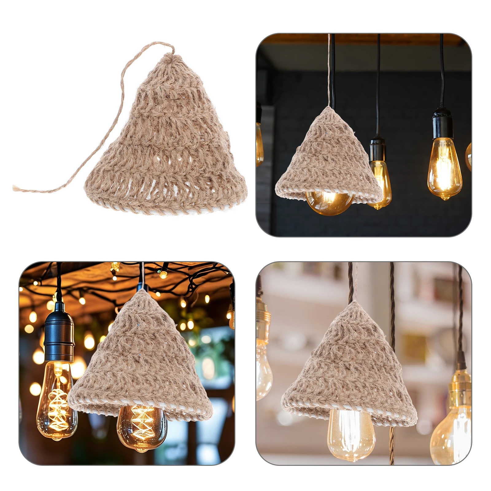 

6 Pcs Nordic Style Lampshade Hand-woven Rope Pendant Bohemian Colored Braided Hemp Boho