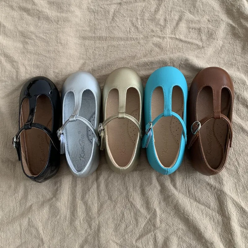 

Summer Soft Soled Girls' Leather Shoes Light Mouth Versatile Retro Princess Flat Bottomed Solid Color Girls' Casual Shoe
