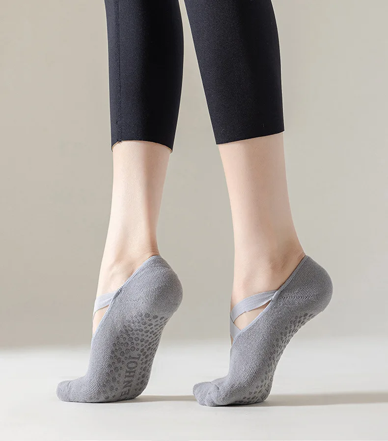 1–5 Paar rutschfeste Yoga-Socken für Damen, für Tanz, Pilates, Fitness, atmungsaktive No-Show-Socken aus Baumwolle mit Silikongriff für das Training im Innenbereich – Detail 8