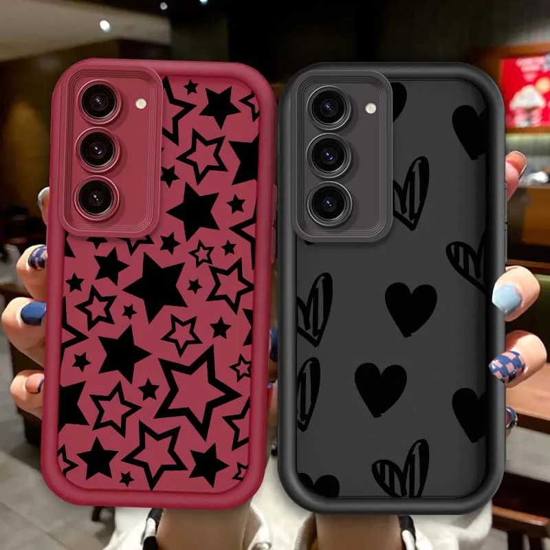 

Art Love Five-Pointed Star For Samsung Galaxy S25 S24 S23 S22 S21 S20 Ultra Plus FE 5G Eye Ladder Soft TPU Cover Phone Case