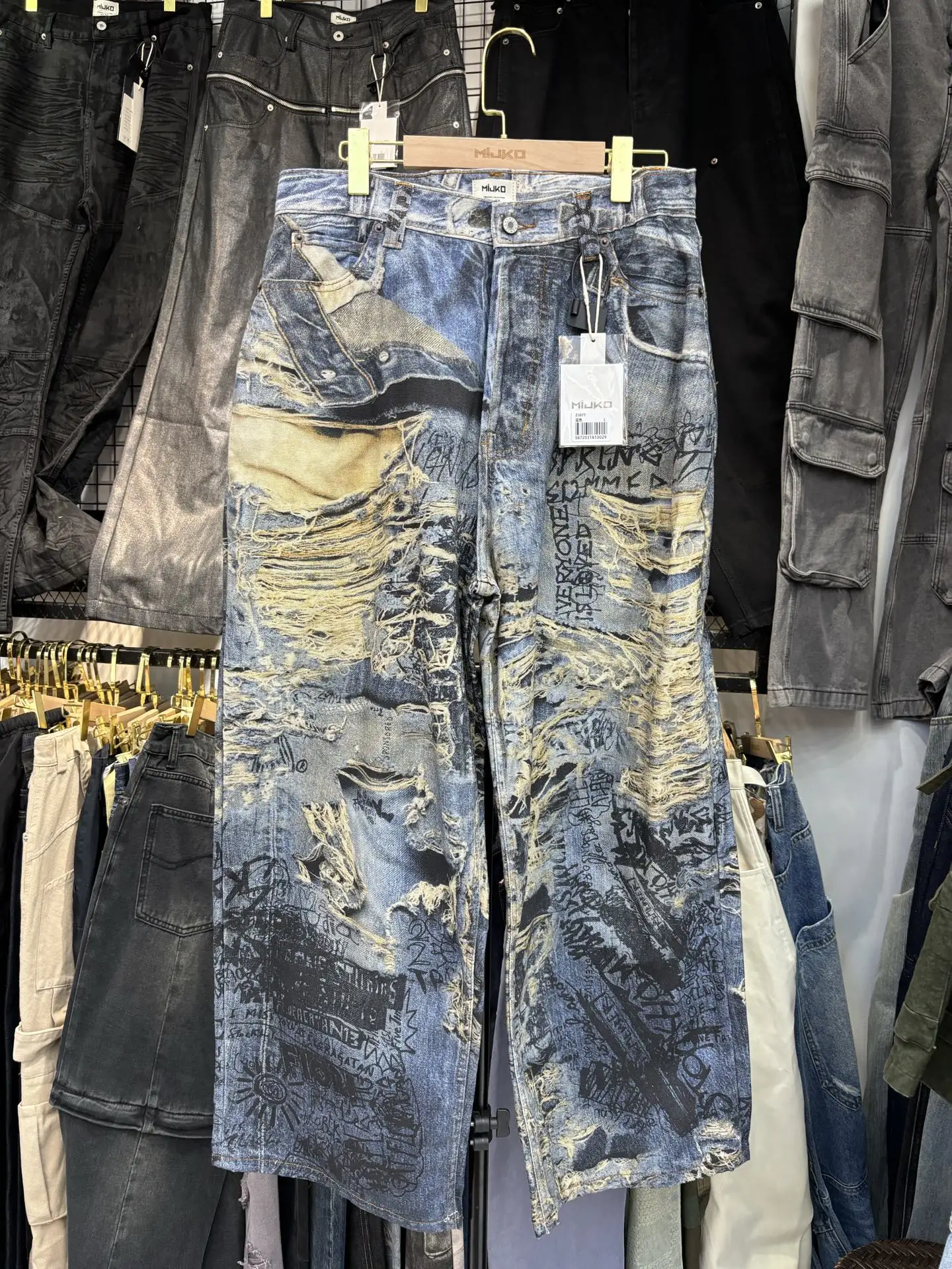 MIJKO Design جينز بطباعة ثلاثية الأبعاد من قماش الدنيم للرجال والنساء، سراويل عصرية #3